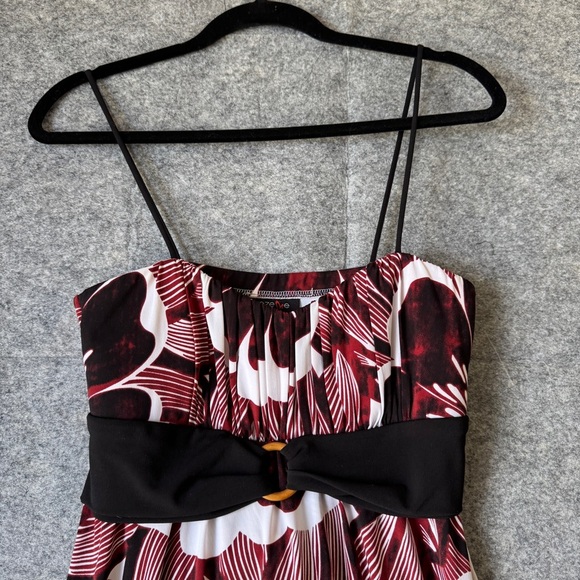 Vintage Y2K 2000 Floral Red Black White Cocktail Summer Dress Size Large - Picture 3 of 14